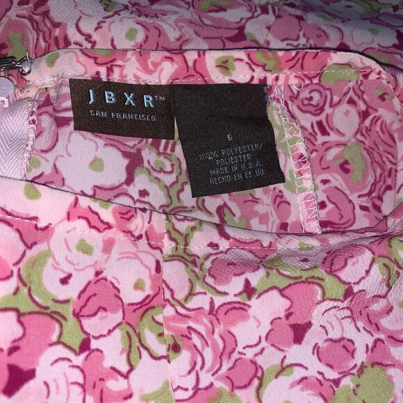 JBXR Vintage size 6 skirt pink floral print back zip flared pleated on bottom - Picture 6 of 7